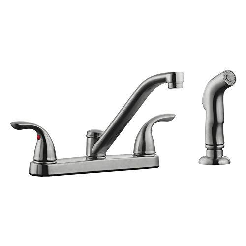Design House 525055 Ashland 2-Handle Kitchen Faucet with Side Sprayer, Satin Nickel