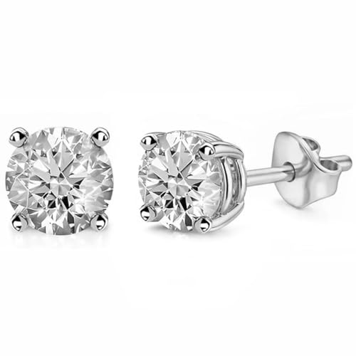 Lab Grown Diamond Earrings for Women And Men 0.5 Carat Platinum Plated 925 Sterling Silver Studs...