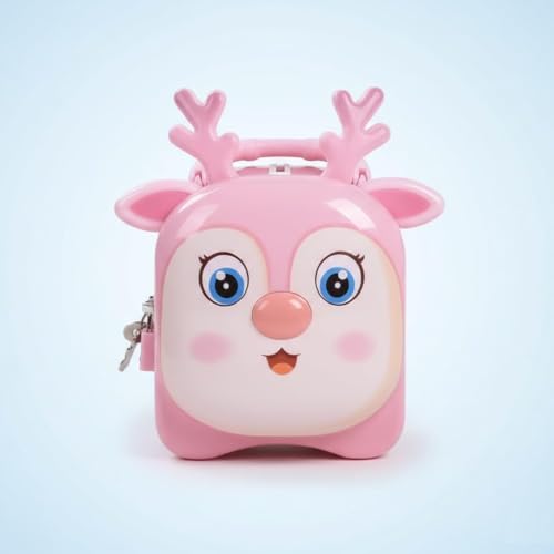 Image of Money Saving Bank with Coin Slot / /Creative Cartoon Design Money Bank / /Plastic Piggy Bank for Boys & Girls (Pack of 1) (Antler - Orange)