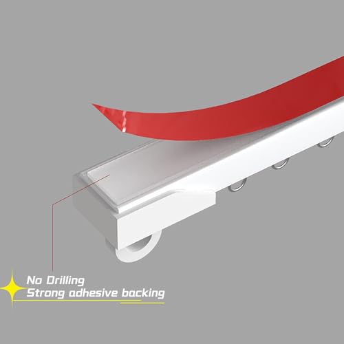 Riel de cortina autoadhesivo blanco de 600 cm para techo, ventanas y divisor de espacios 5