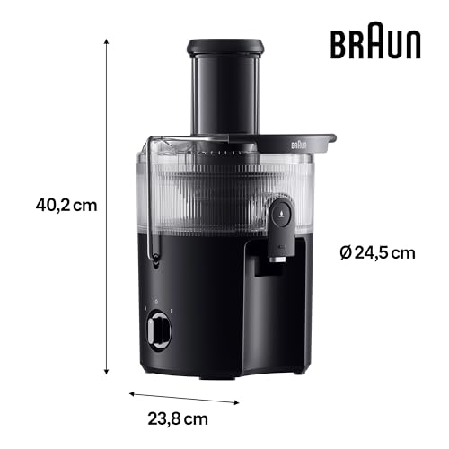 Braun MultiJuice 5 - Cold Press Juicer with ColdXtract Technology, Fresh Juice in 15 Seconds, 75 mm Feed Tube, 1.5L Pulp Container, One-Touch Anti-Drip System, Stainless Steel Filter, Black (SJ5000) - Image 4