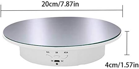 Motorized Rotating Display Stand, 90/180 Degree Electric Rotating Turntable for Photography, 20cm Adjustable Rotating Stand Display Table for Jewelry, Watch, Digital Product--Load 8kg