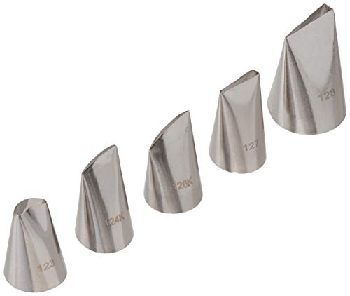 meizhouer 5 Pcs Rose Petal Metal Cream Tips Cake Decorating Tools Steel Icing