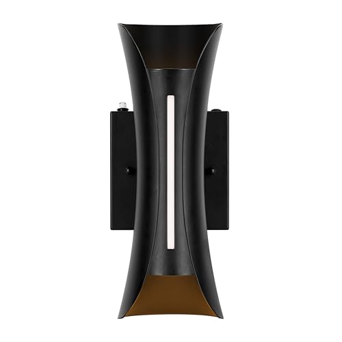 Image of Sylvania Wall Mount Triangle LED Light Sconce 12.5W, 5 CCT (2700 /3000 /3500 /4000 /5000K), 80 CRI, 450 LMS, Black with Sensor - 1 Pack (63473)
