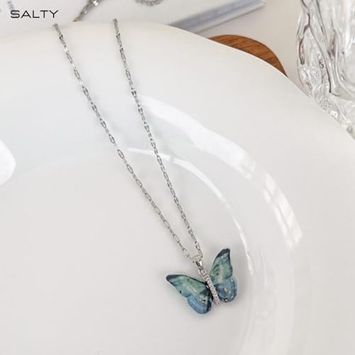 Salty Vibrant Blue Winged Butterfly Beauty Pendant Necklace for Women & Girls | Neck Chain | Locket | Fancy & Stylish | Modern Design | Birthday & Special Occassion Gift |... - Image 4