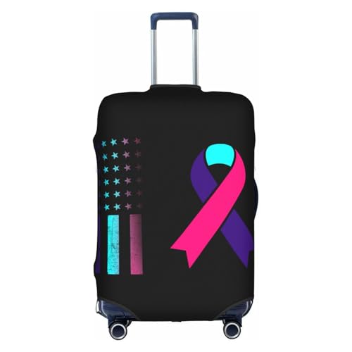 Travel Luggage Cover Vintage Thyroid Cancer Awareness Fashion Washable Baggage Suitcase Protector Fit For Luggage Large