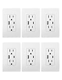 MOES USB Outlets(UL Certified), Type-C & USB-A Ports, 5VDC 4.8A Fast Charging 24W, Tamper-Resistant, Standard US Wall Box Compatible, Screwless Wall Plate Included, 15Amp White 6 Pack