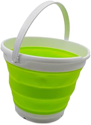 SAMMART Collapsible Bucket (Grey/Marine Blue, 5.5L - Round)
