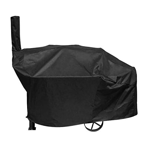 Unicook Heavy Duty Waterproof Charcoal Grill and Offset Smoker Cover, Outdoor Smokestack BBQ Cover, Special Fade and UV Resistant Material, Fits Brinkmann Trailmaster, Char-Broil, Dyna-Glo and More Cover