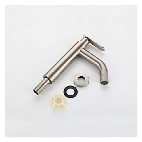 Robinet de lavabo à poignée unique en acier inoxydable 304 brossé finition gris mat