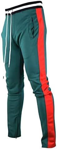 SCREENSHOTBRAND-S41700 Mens Hip Hop Premium Slim Fit Track Pants - Athletic Jogger Bottom with Side Taping-Green-2XLarge
