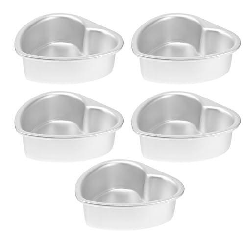 Kichvoe Heart Shaped Cake Pans - Aluminum 4inch Heart Cake Tin - 5 Pcs DIY Baking Mold Small Dessert Pan For Kitchen Birthday Valentine Day Wedding Supplies