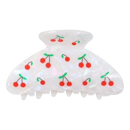 Image of OWIIZI Cherry Hair Clips for Women 3.5 inch Durable Acetate Cute Hair Claw Clips Ponytail Barrette Strong Hold Acrylic Hair Accessories for Girls Long Thick Hair