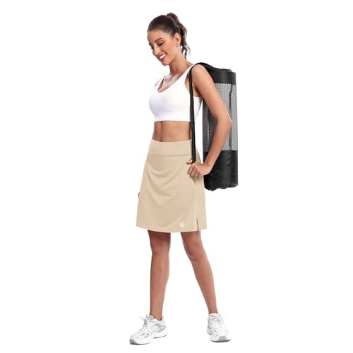 Image of M MOTEEPI Modest Knee Length Skorts Skirts for Women Tennis Athletic Golf Skort with Pockets UV Protection High Waist