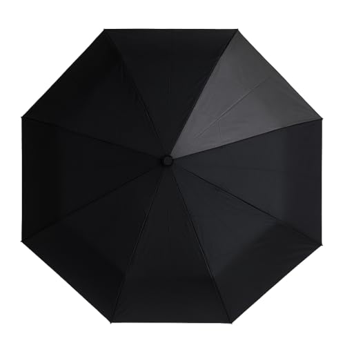 Image of Compact 3-Fold Black Umbrella - Windproof & Travel-Friendly, Manual Open-Close for Man, Women, Kids, Girls, Boys