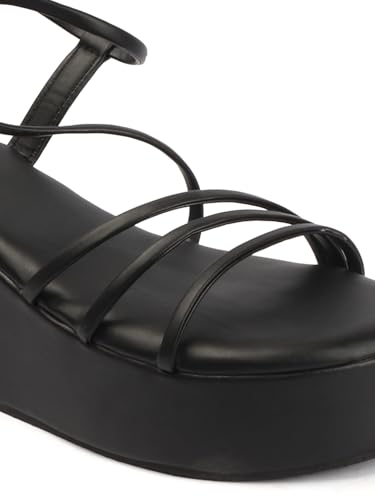 Image of TRYME Women Multi Strap Comfort Open Toe Stylish Daily Wear Wedge Heel Sandals