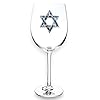 THE QUEENS JEWELS Star of David Jeweled Stemmed Wine Glass 21 oz Unique Gift for Women Birthday Cute Fun Hanukkah Not Painted Decorated Bling Bedazzled Rhinestone