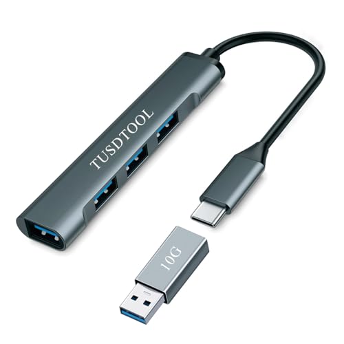 10Gbps Dual Sided USB C Female to USB Male Adapter, 4 Ports USB 3.0 Hub Splitter with 5Gbps Data Transfer, USB C Hub Splitter for MacBook, Mac Pro, iMac, Surface, Laptop, Mobile HDD