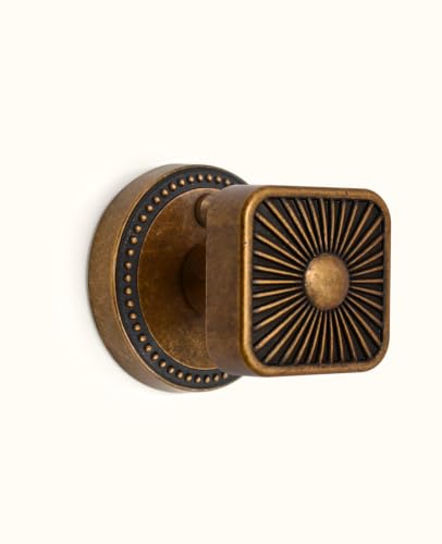 Amerdeco 1 Pack Antique Brass Door Knobs Privacy Interior Door Knob with Lock,Door Knob for Bedroom, Bathroom AM0024