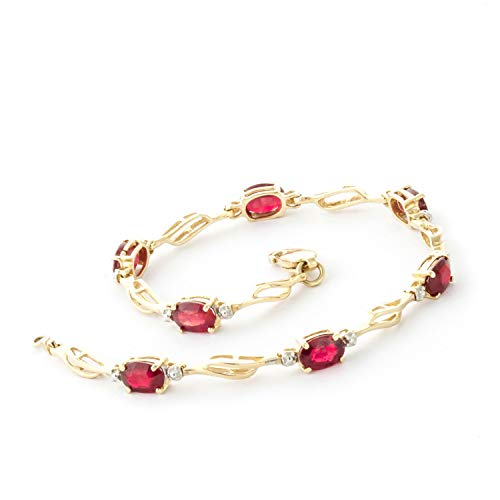 Galaxy Gold Gg 14K Solid Yellow Gold Tennis Bracelet 4.21 Ct Ruby Diamond - Size 7.5 #TOP2