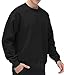 THE GYM PEOPLE Men's Fleece Crewneck Sweatshirt Thick Loose fit Soft Basic Pullover Sweatshirt(Black, Large)