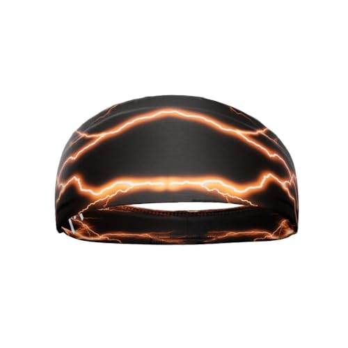 Elite Athletic Gear Unisex Headband/Sweatband. Multiple Designs! Sports Fitness Working Out Yoga. (Orange Lightning)