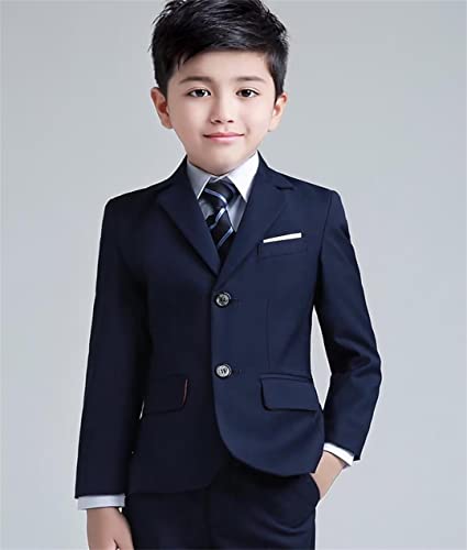 Yuanlu Boys Colorful Formal Suits 5 Piece Slim Fit Dresswear Suit Set (Navy Blue, 7) #TOP5