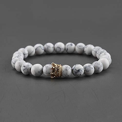 Natural Stone Beads Paired Bracelet Men Fashion Obsidian Lava Crown Charm Couple Bracelets for Women Distance Friendship Jewelry