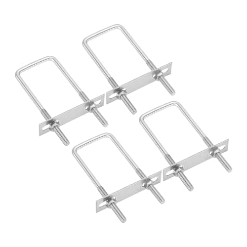 Image of PATIKIL M8x50x120mm Square U-Bolts Kit, 4Set 304 Stainless Steel Square U Shaped Bolts Replacement Parts with Frame Plates and Nuts for Ski Board Sailboat Trailer