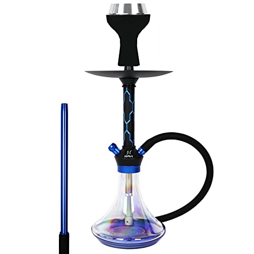 Chicha Element narguilé design originale 39cm, Foyer silicone, Système de chauffe, Tuyau silicone, chicha complète narguilé shisha (BLEU) Cover