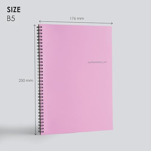 Image of myPAPERCLIP NeoWiro B5 Spiral Ruled Notebook | 160 Pages, 80 GSM, 250 GSM Soft Cover, B5 (6.93 x 9.84 in) | Wiro Bound | Pink