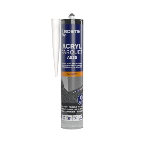 Calafateo | Bostik Sellador Acryl Parquet Color Gris Antracita Masilla Acrílica Para Juntas De Parquet Y Suelos Laminados Secado Rápido Fácil De Lijar Compatible Con Todos Los Barnices Cartucho 300 Ml