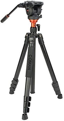 Coman DF06 Video/Foto Tripod with Q5 Head - up to 1,8m - max load: 6Kg - fluid damped Head - Base adjustable - Aluminum