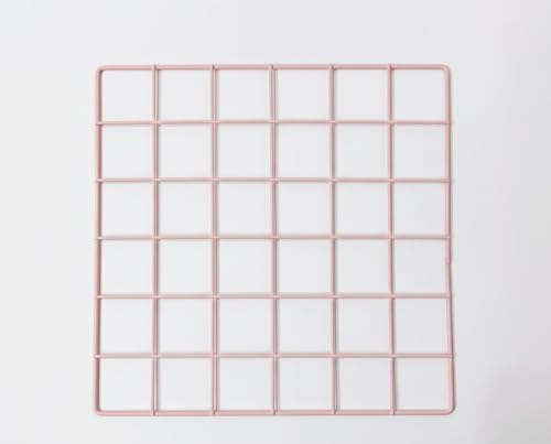 Image of Metal Grid Wall Panel, Photo Display Board with Clips Square Mesh Frame, (PINK, 30 X 30 Cm (Pack of 01))