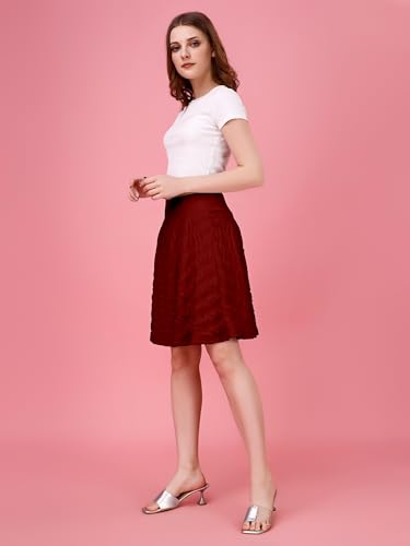 Image of Mehrang Spandex Women's Classic Stretchy All Time Trendy Skater Skirt with Attached Inner Shorts and Flared Inskirt