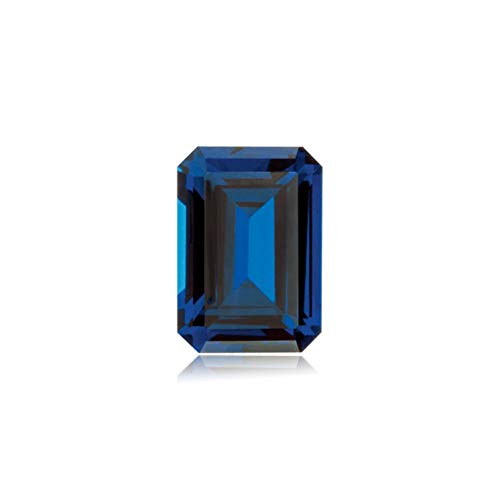 3.07-3.75 Cts of 9x7 mm AAA Emerald Cut Swiss Made Rough Synthetic Blue Sapphire (1 pc) Loose Gemstone