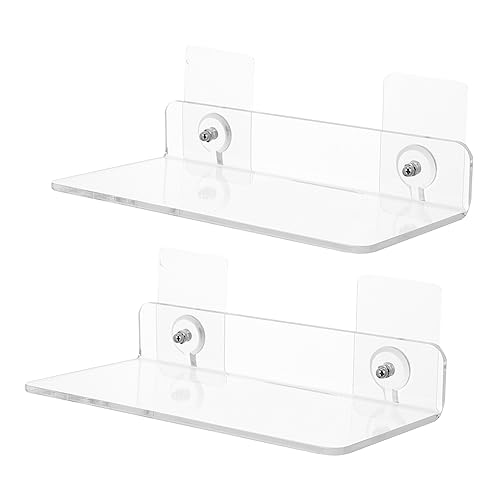 SEWACC 1set Wall Mounted Acrylic Storage Racks Punch Design Bathroom Shelf Holders for Kitchen Bathroom Durable Easy to Clean Wall Storage 2pcs