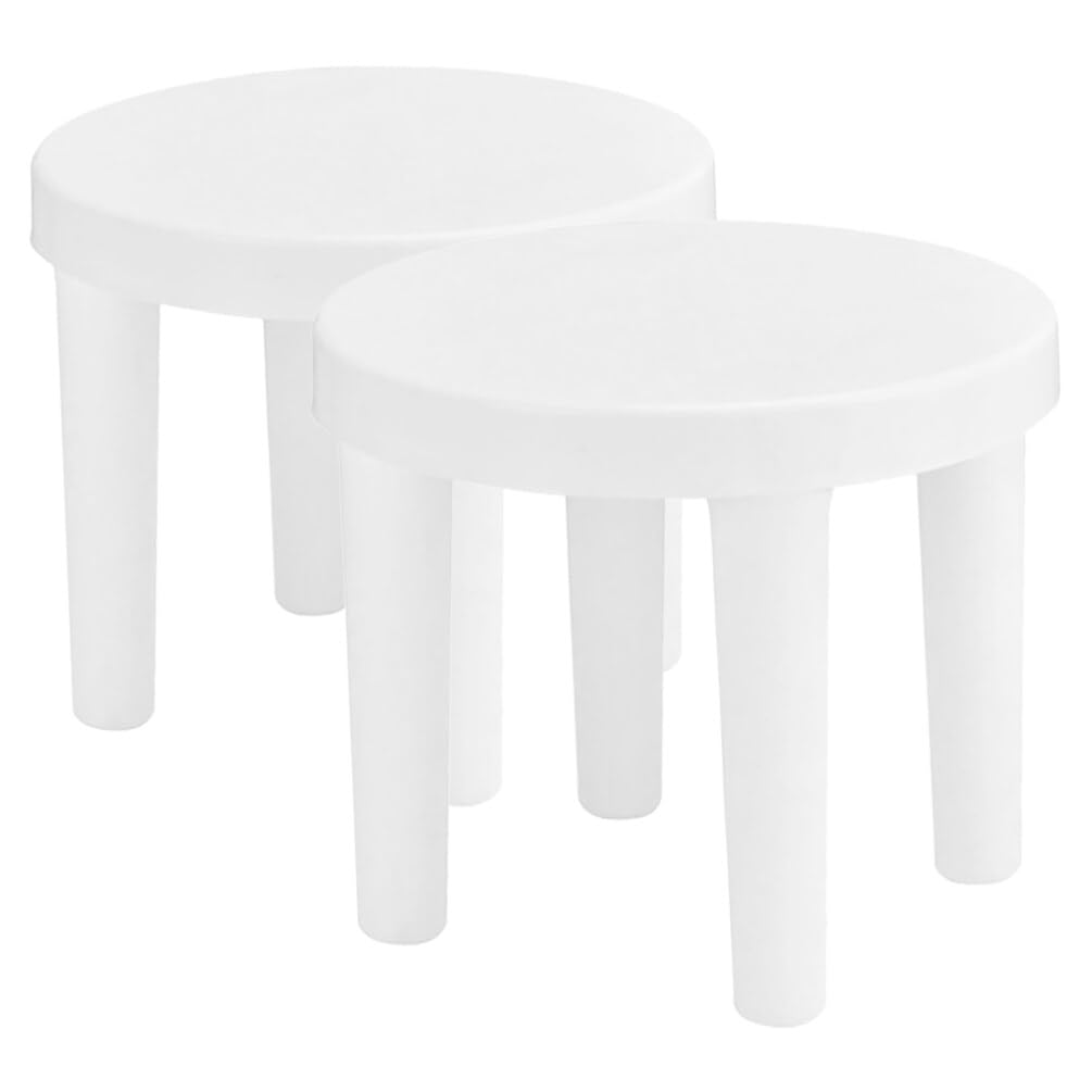 2pcs Toilet Stool Squat Adult Poop Stool for Bathroom Plastic Portable Squatting Potty Foot Stool Non-Slip Step Stool for Elders and Seniors 25cm*21cm White
