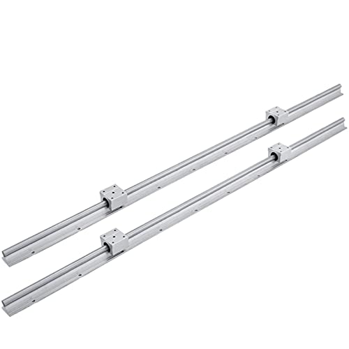 Husuper Miniature Rail Linéaire Guide SBR12 1000mm, Rail linéaire + 4 x blocs SBR12UU, Rails Linéaires CNC, pour le routeur CNC/Rectifieuse CNC/l'impression de machines industrielles/la table X-Y Cover