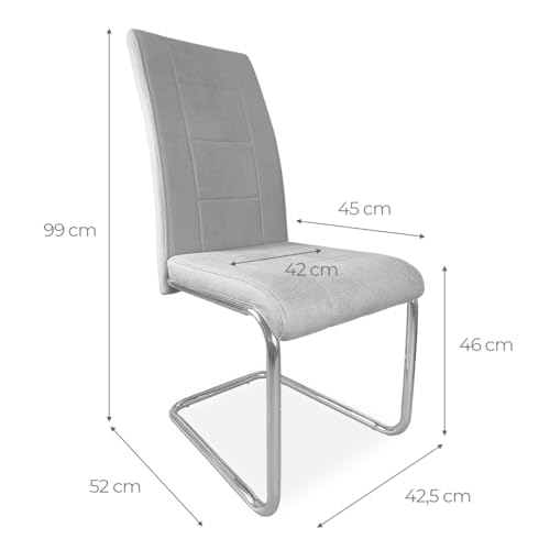 amuéblate Online - Pack de 4 Sillas Tapizadas para Salón, Comedor, Acabadas en Marengo con Patas Cromadas, Modelo Aris, Medidas: 42,5 cm (Ancho) x 52 cm (Fondo) x 99 cm (Alto) - imagen 2
