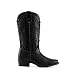 DREAM PAIRS Cowboy Boots for Women Cowgirl Western Mid Calf Boots Snip Toe Embroidered Stitched Low Chunky Heel Pull On Fashion Boots,Size 6.5,All Black,SDMB25005W-2