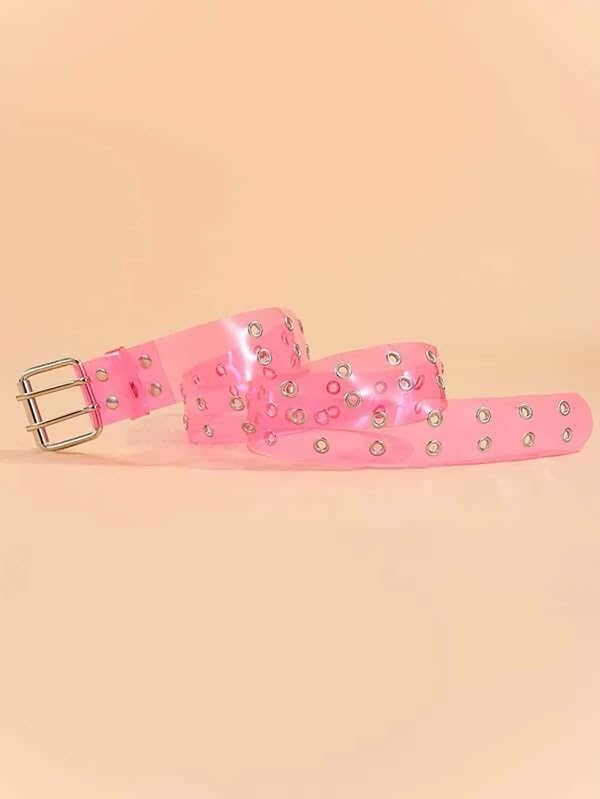 Double Grommet Leather Belts for Women - Y2K Belt Accessories - Punk Metal Jean Belt Wide 1.5 Inch - Double Studded Holes2