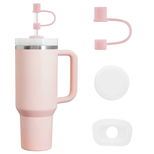 MOLOSLEEVE Straw Toppers,for Stanley Straw Covers Cap for Stanley Cup 2.0,Silicone Dust-Proof Straw Caps Compatible with Stanley Cup Accessories 40oz, 30oz, 20oz（Light Pink）