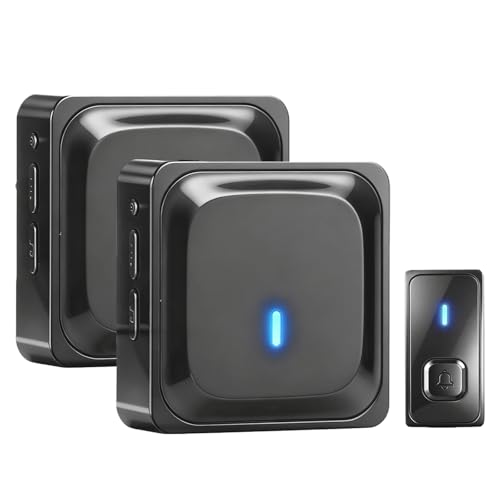 Sonnette Sans Fil, Étanche Carillon Electronique, Kit De Carillon Avec Récepteurs, Étanche Kit De Carillon Electronique, Sonnette Longue Portée, 58 Mélodies Au 4 Niveaux Volumes, Pour Maison Bureau