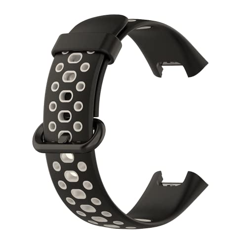 Image of YODI Soft Silicone With Metal Buckal Classic Strap Bands for Redmi Watch 2 Lite /Redmi GPS Smart Watch Only, Comfort and Flexible Straps for Men Women and Kids (BLACK-GREY)