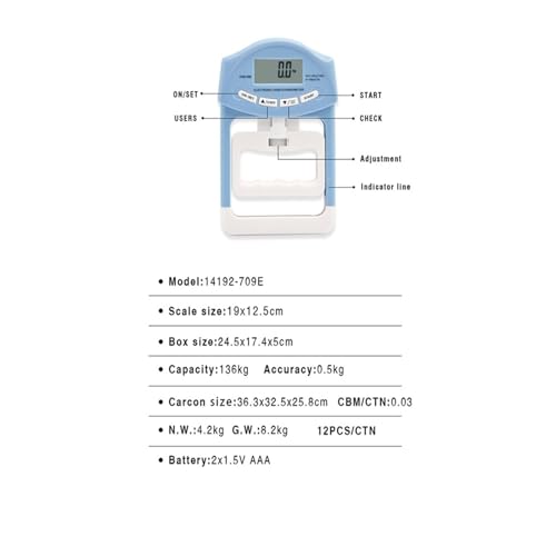 Dynamomètre numérique de préhension 300Lb écran LCD pour mesure de force de la main - 6