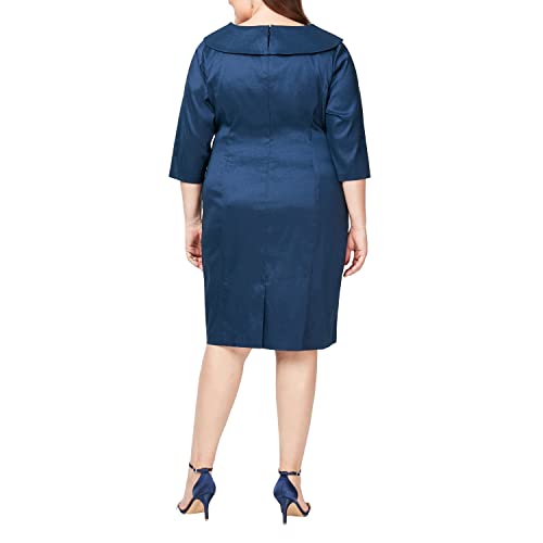 Image of Alex Evenings Women's Short Taffeta Portrait Collar Dress (Missy Petite Plus)