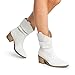 DREAM PAIRS Women's Modern Western Cowboy Boots, Mid Calf Round toe Chunky Heel Cowgirl Country Ankle Boots with Pull On Tabs,Size 7.5,White,SDMB2408W