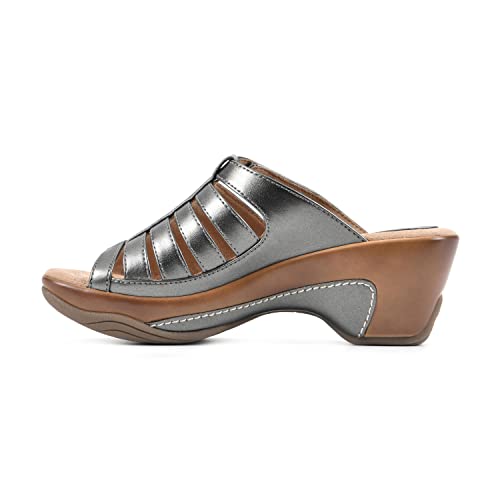 White Mountain Shoes Valencia Women's Clog Sandal, Pewter/Met/Smooth, 11 M #TOP3