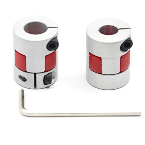 Befenybay 2PCS 8mm to 10mm Aluminium Plum Flexible Shaft Coupling Diameter 20mm Length 25mm Connector Flexible Coupler f
